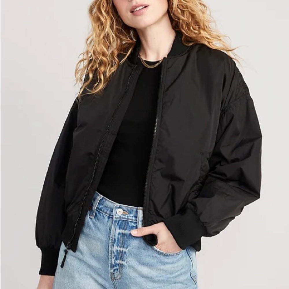 Old Navy | Black Athletic Bomber Jacket